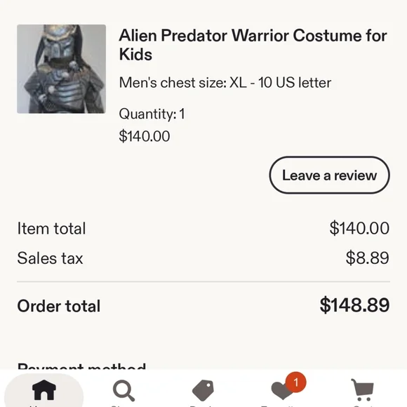 Alien Predator Warrior Costume BOYS 9/10 - Black and Silver - Picture 14 of 14